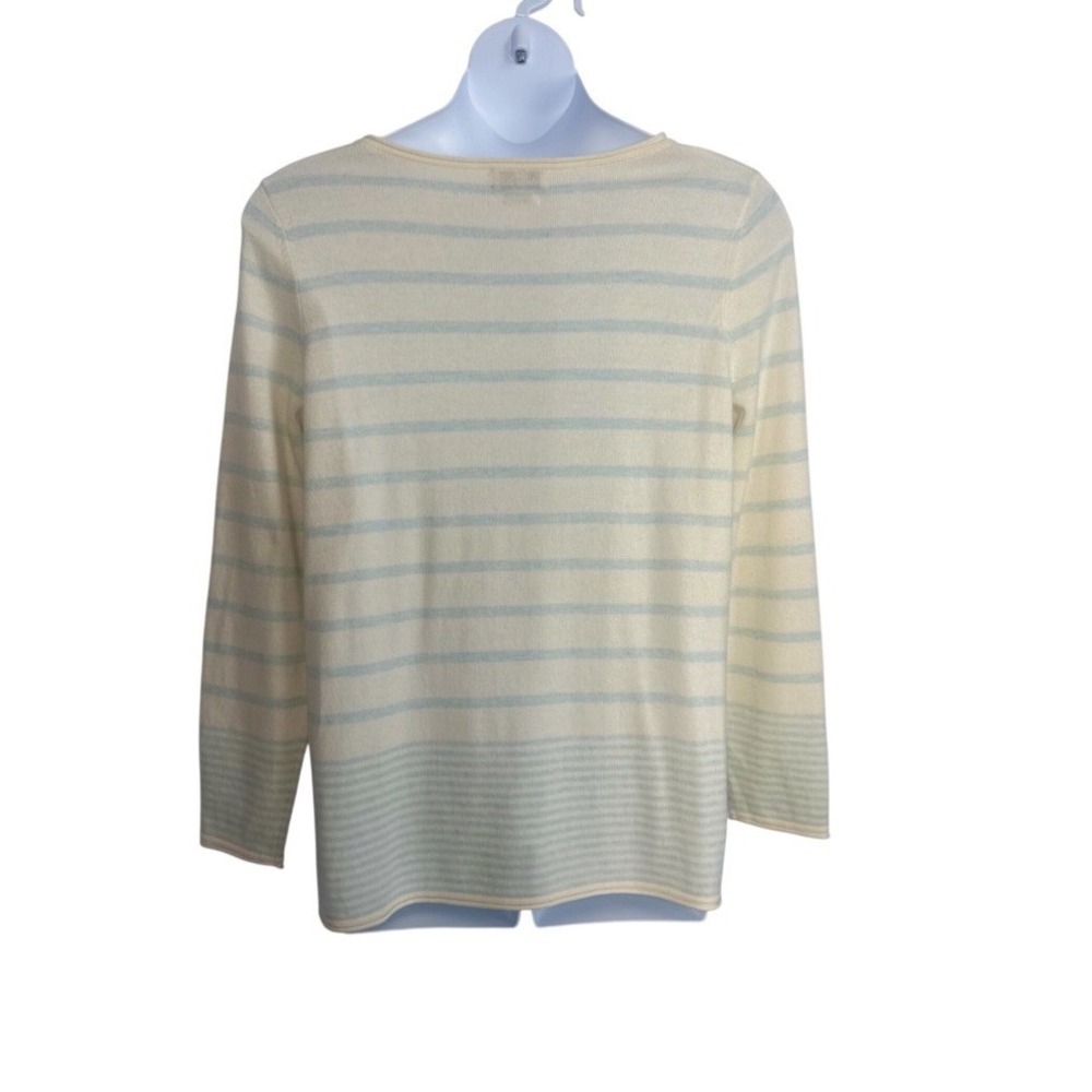 Women's Sz: XL Vineyard Vines Wool Cashmere Lt. Blue Ivory Striped Sweater - Picture 2 of 4